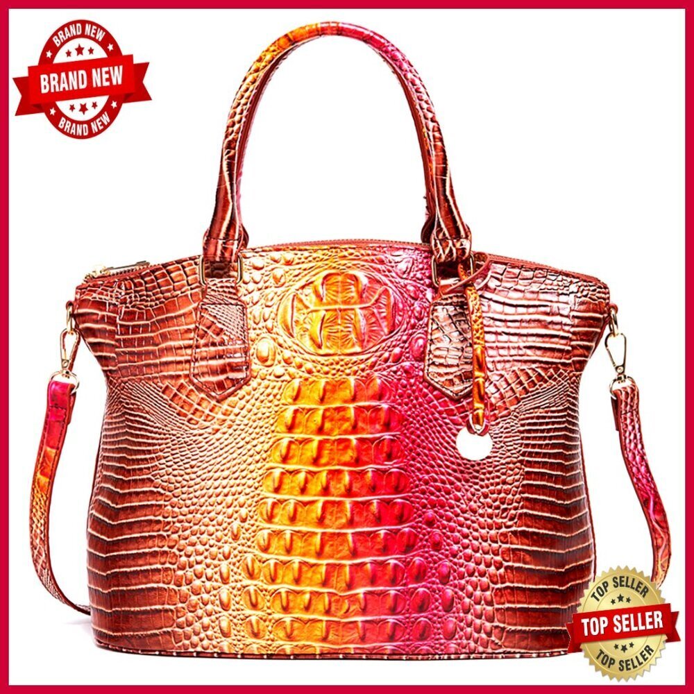 Medium Vegan Leather Satchel Tote Bag with Adjustable Crossbody Strap